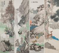 Ren Yu (1853-1901) . A Set Of Four Hanging Scrolls