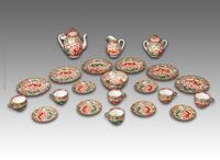 Republic-A Set of 22 Pieces Gilt-Famille Glazed Iron Red 'Dragon' Tea Set