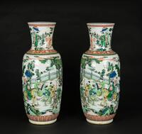 A Large Pair Of Wucai ‘Figure’ Vase,