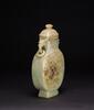 Qing - A Russet White Jade ‘Dragon’ Double Elephant Ring Handle Cover Vase - 6