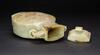 Qing - A Russet White Jade ‘Dragon’ Double Elephant Ring Handle Cover Vase - 7