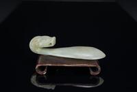 Qing-A Celadon White Jade Belt-Buckle