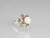 A Pearl With Ruby Mounted in White Gold Ring - 3