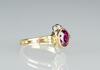 A Ruby Mounted With Diamond and 14k Gold Ring - 3
