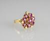 A Ruby Mounted With Diamond Gold Ring - 2