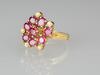 A Ruby Mounted With Diamond Gold Ring - 3