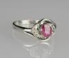 A Ruby and Diamond Mounted White Gold Ring Ring Size: 6