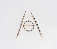 A Set Of Natural Pearl, Sapphire Brooch (3 pc)