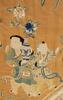 Late Qing- A Large Embroidered Silk and Gilt- Thread Fu,Lu,Shou Panel, - 4