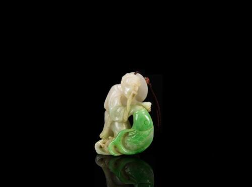 Republic- A Jadeite Carved Fishman Ornament