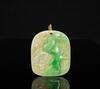 Republic-An Apple Green Jadeite Carved Koi,Pine Large Pendant - 2
