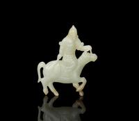 A White Jade Guan Yu on Horse