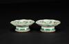 Late Qing/Republic-A Pair Of Green Ground Famille-Glaze Flowers Dishes - 2