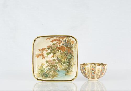 Japanese:Gilt And Famille Glazed Tea Bowl And Dish (with Mark) 2ps