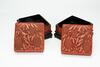 Qing-A Pair Of Cinnabar Lacquer'Litchi' Squar Cover Boxes,with wood stand - 6