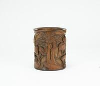 Qing-A Bamboo Carved Horse Brush Pot