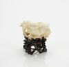 Qing-A White Jade Carved Peach Brush Washer - 3