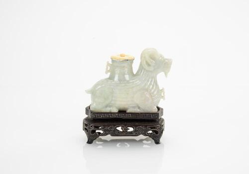 Late Qing/Republic-A Jadeite Carved Ram Flower Vase