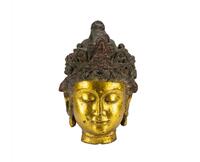 Qing - A Gold Laquer Bronze Buddha Head