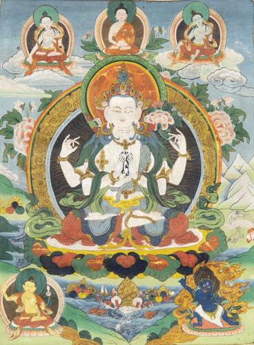 19th Century - Four Arm Quan Yin Thangka