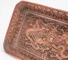 Qing - A Red Cinnabar Lacquar Carved Double Dragon Chasing Peral Tray - 3