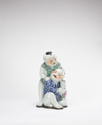 Republic-A Famille-Glaze Two Child Holding Vase