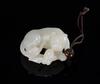 Qing - A White Jade Carved 'Lion and Bady Lion Pendant - 4