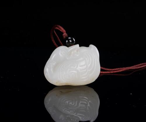 Late Qing/Republic-A White Jade Carved Mandrian Duck Pendant