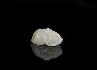 Qing - A White Jade Carved Rabbit Pendant