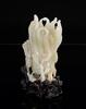 Late Qing-A White Jade Car ved Bergamot and Cicada With Woodstand - 4