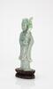 Republic-A Apple Green Jadeite Carved Guan Yin (woodstand) - 2