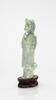 Republic-A Apple Green Jadeite Carved Guan Yin (woodstand) - 3