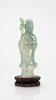 Republic-A Apple Green Jadeite Carved Guan Yin (woodstand) - 4