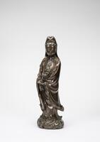 Shi Sho (Mark) - A Large Chinese Silver Inlaid Bronze Guanyin