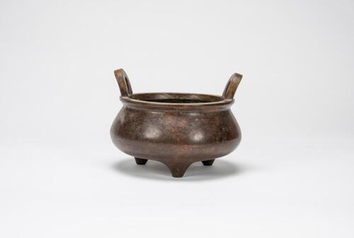 Qing - A Bronze 'Dragon' Double Handle Censer
