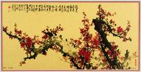 Wang Cheng Xi (B.1940) Gold Leaf Printed Blossom by Wang Cheng Xi