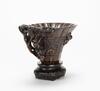 An Agarwood Carved Dragon Pattern Wine Cup (Woodstand) - 2