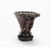 An Agarwood Carved Dragon Pattern Wine Cup (Woodstand) - 3