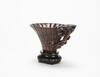 An Agarwood Carved Dragon Pattern Wine Cup (Woodstand) - 4