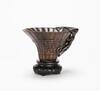 An Agarwood Carved Dragon Pattern Wine Cup (Woodstand) - 5