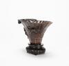 An Agarwood Carved Dragon Pattern Wine Cup (Woodstand) - 6