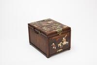 Qing - A Rose Wood Insert Gems Mirror And Make Up Box