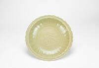 Ming - A Long Quan Celadon Mallow Shape Flower Pettern Dish