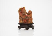 Republic - A Soapstone Carved �Fishman And Fish�