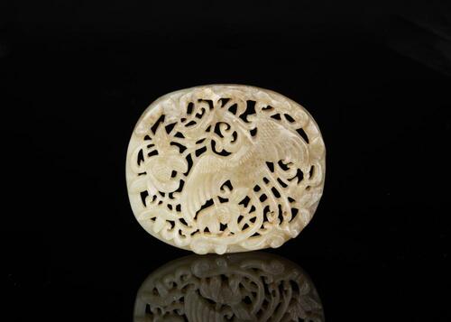 Late Qing /Republic- A White Jade Carved �Phoenix� Pendant