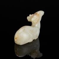Tang Dynasty - A White Jade Deer Ornament