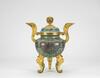 Late Qing/Republic-A Cloisonne Enamel �Lotus� Tripod Censer