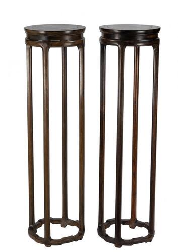 A Pair Of Zitan Tall Stand
