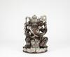 Early 20th Century-A Ebony Wood Ganesha In Laid Silver