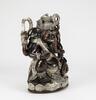 Early 20th Century-A Ebony Wood Ganesha In Laid Silver - 2